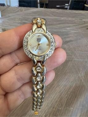 EJ Gold Tone Rhinestone Quartz Bracelet Watch Women’s As-Is Untested Y2K Fashion